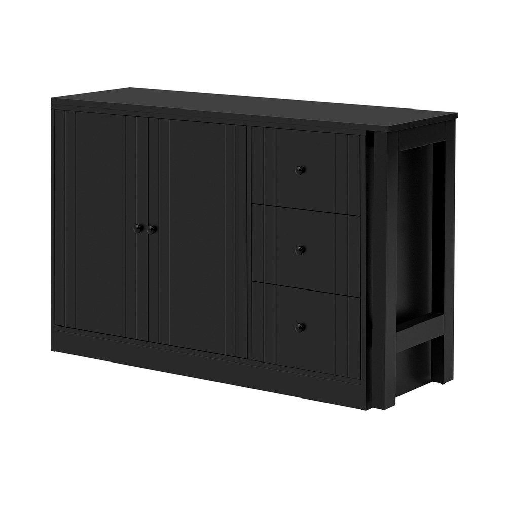 89.7''Wooden Sideboard Multifunctional Storage Cabinet with Extendable Table