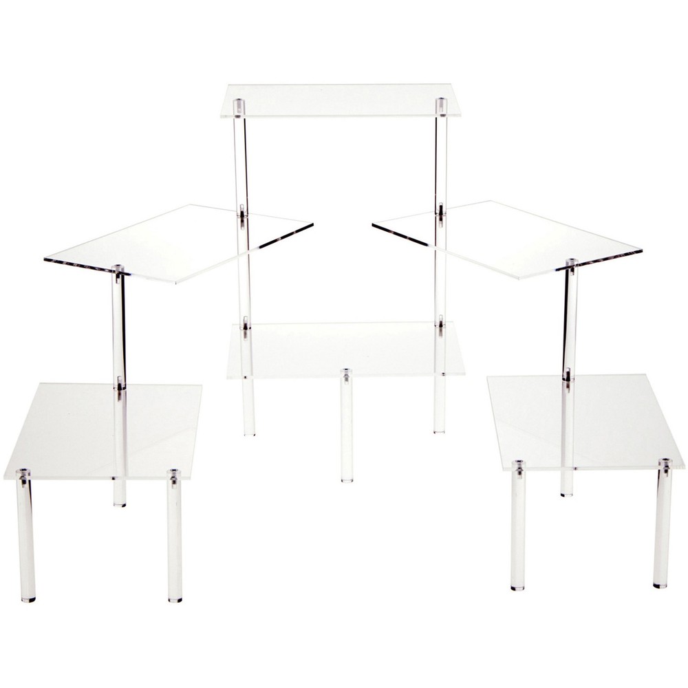 Plymor Clear Acrylic Rectangular 6-Platform Multi-Item Riser, 18.75" H x 54" W