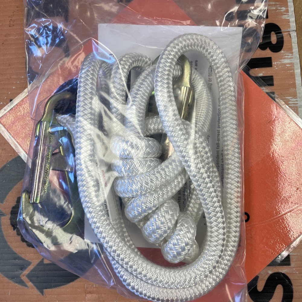 Adjustable Safety Flipline Lanyard 1/2"x4'-7' Two Locking Snaps, Double Braid