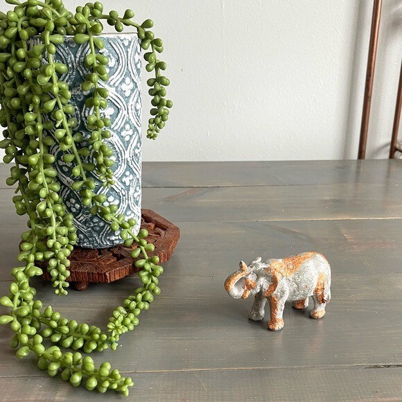 Eclectic Revival Upcycled Hand Painted Miniature Elephant Figurine