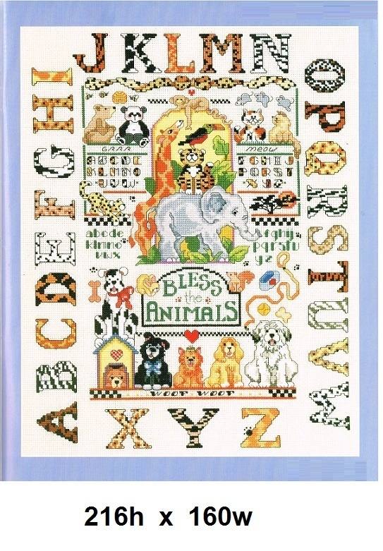 BLESS  THE ANIMALS  SAMPLER     CROSS  STITCH   PATTERN     ALS - EQ - (1a)