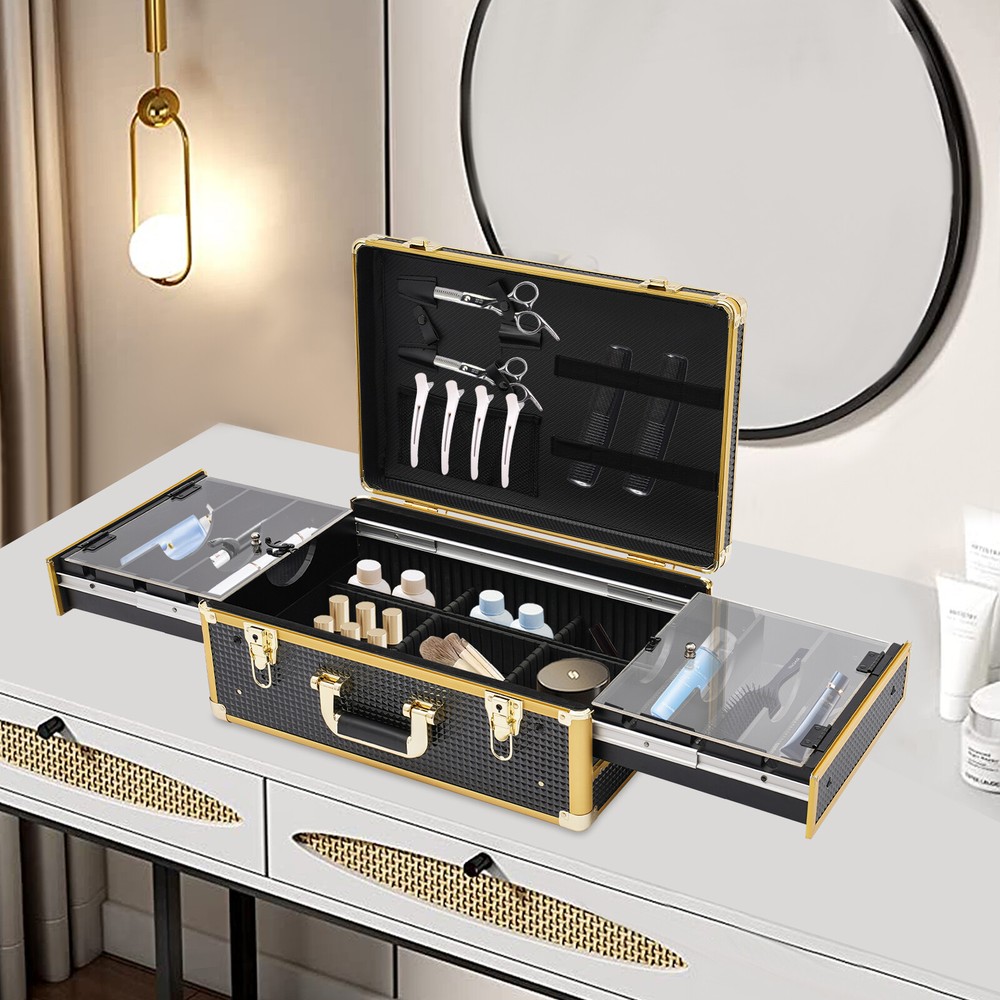 Barber Tool Box Case Organizer Storage Barber Carrying Case with Locks & Keys