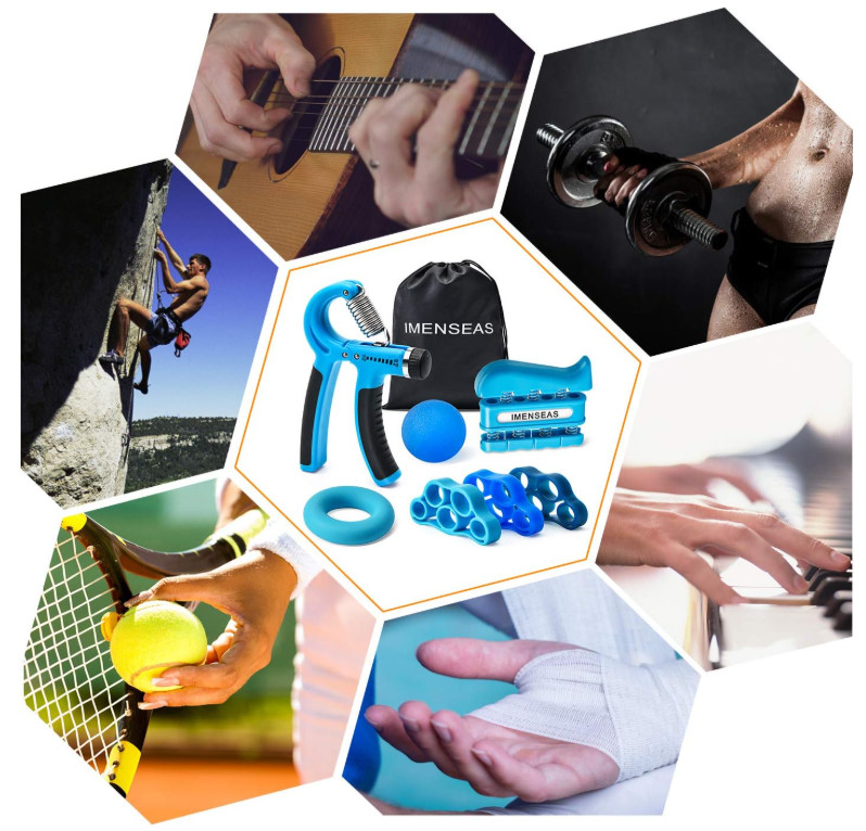Grip Strength Trainer 7 Pack Adjustable, Finger Stretcher Resistance Extensor...