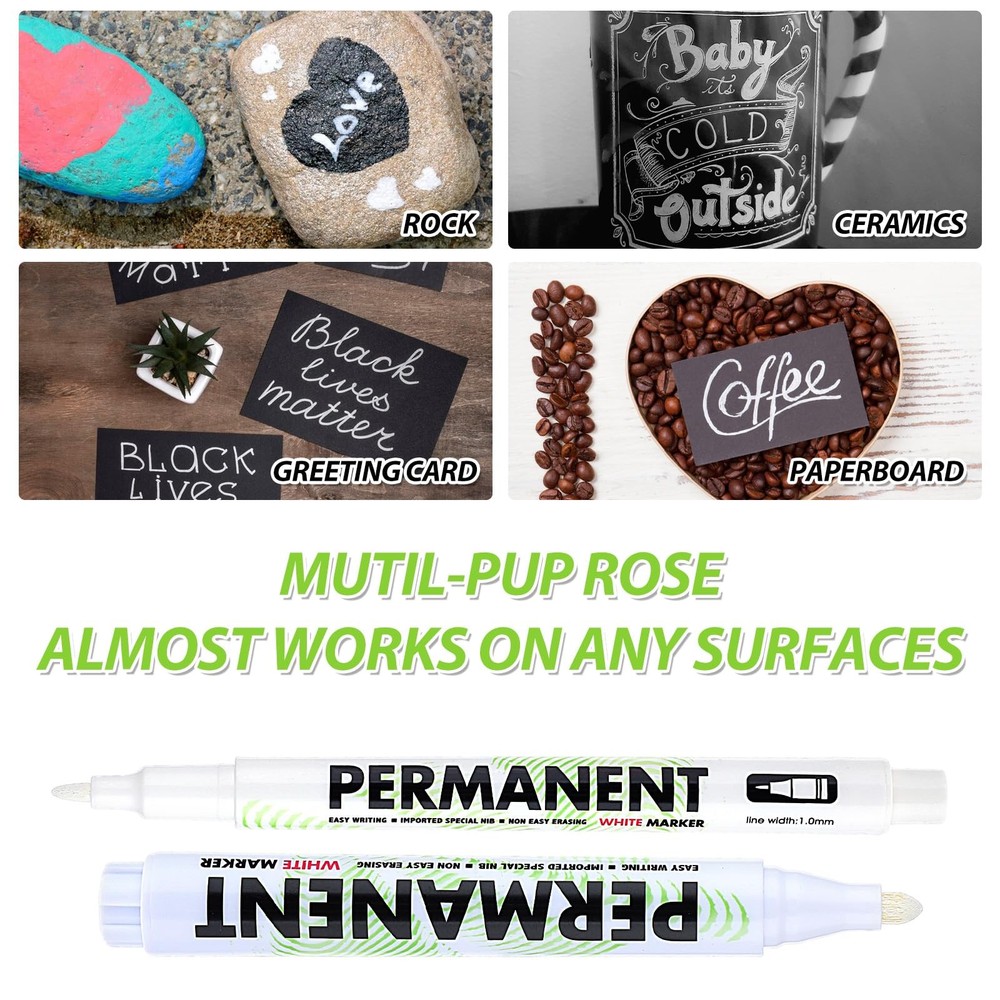 Acrylic White Paint Pens, 6 Pack White Permanent Marker with Extra Fine Point...