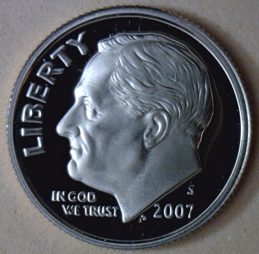 2007 S Proof Roosevelt Dime Ten-Cent Coin 10c