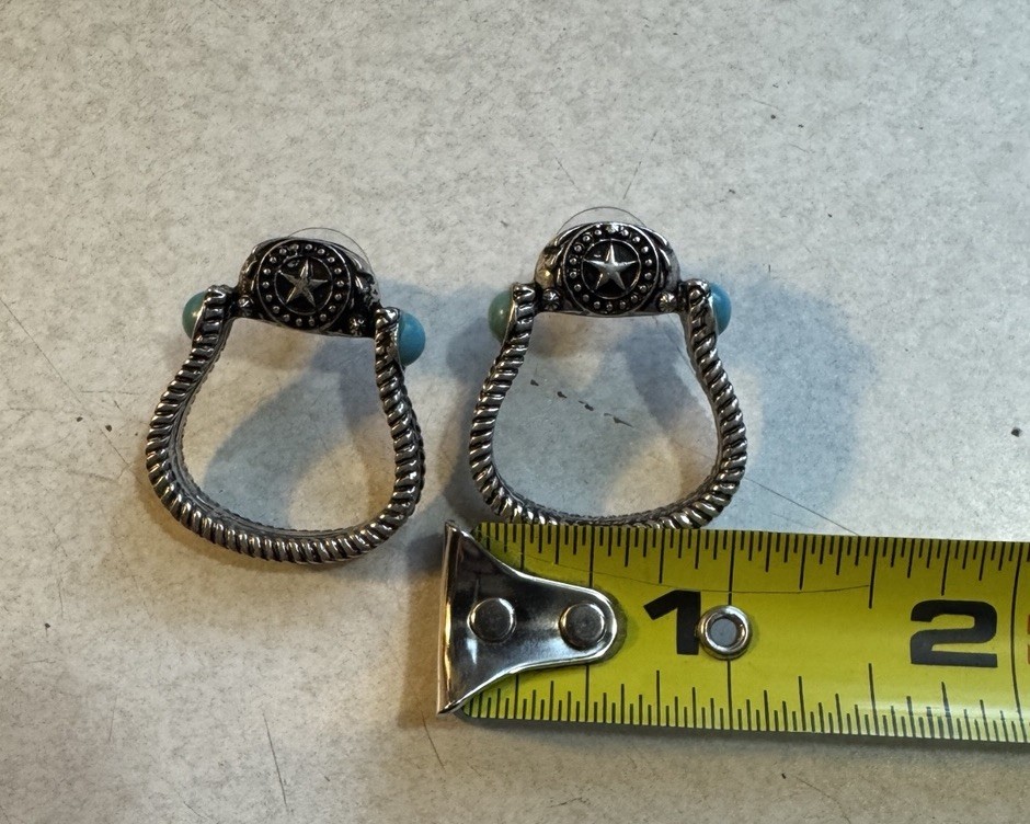 Silver Turquoise Stirrup Earrings