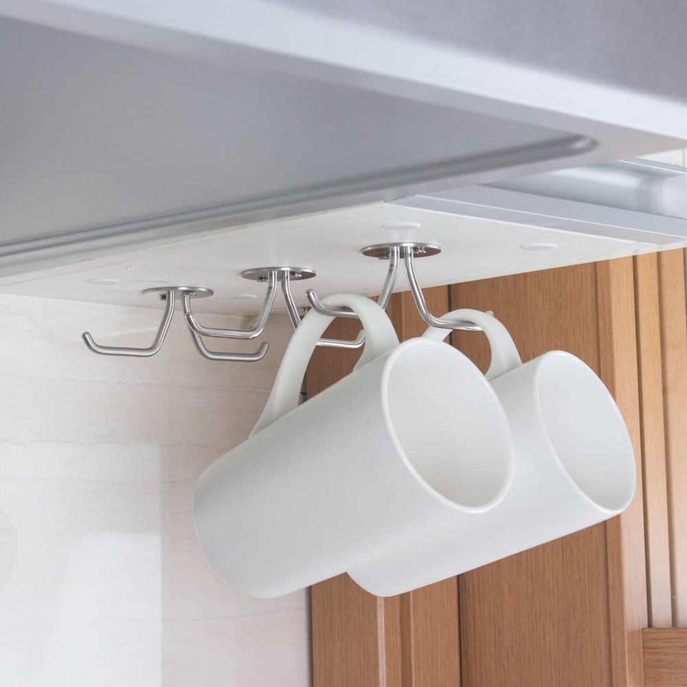 Mug Hooks Under Cabinet Coffee Cup Organizer Ceiling Storage Hanger Office Cafe