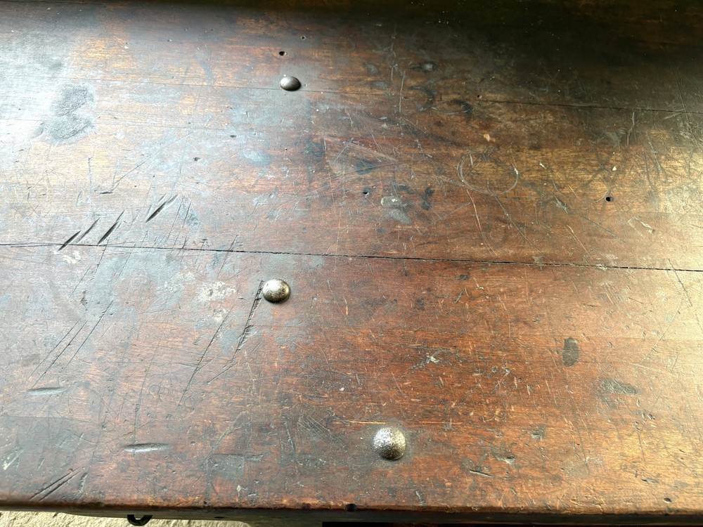 Carpenter /Mechanic work bench/table. Vintage, solid wood. 63" l