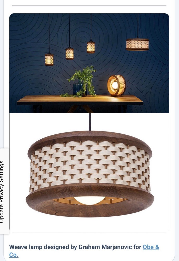Weave lamp designed by Graham Marjanovic for Obe & Co