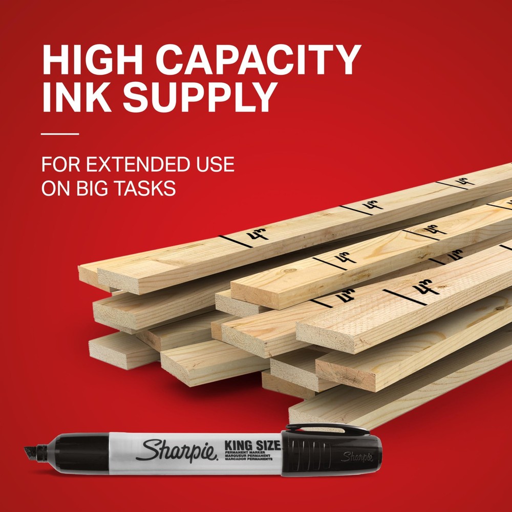 Sharpie King Size Permanent Markers, Large Chisel Tip, Red, 12 Count Office,...