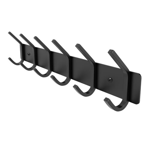 Wall Hooks Coat Hooks Wall Mounted, Coat Rack with 6 Double Hooks for Hanging