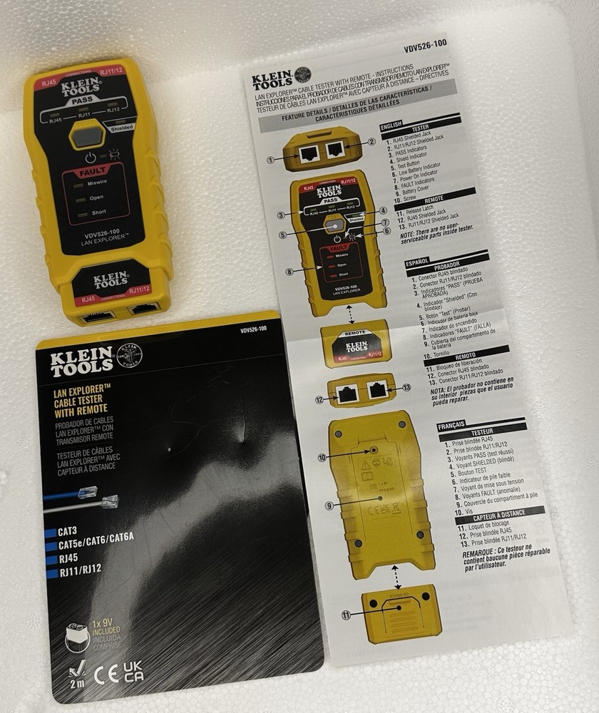 KLEIN TOOLS VDV526-100 LAN EXPLORER CABLE TESTER. New Open Box.