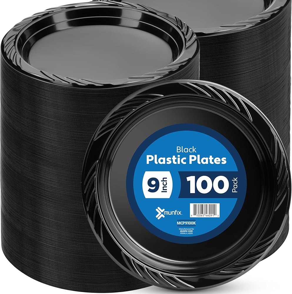 100 Clear Plastic Plates Set - 9 Inch Disposable Dinner Plates Bulk