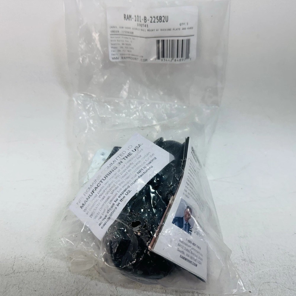 NEW RAM-101-B-225B2U RAM Drill-Down Dashboard Mount with Backing Plate