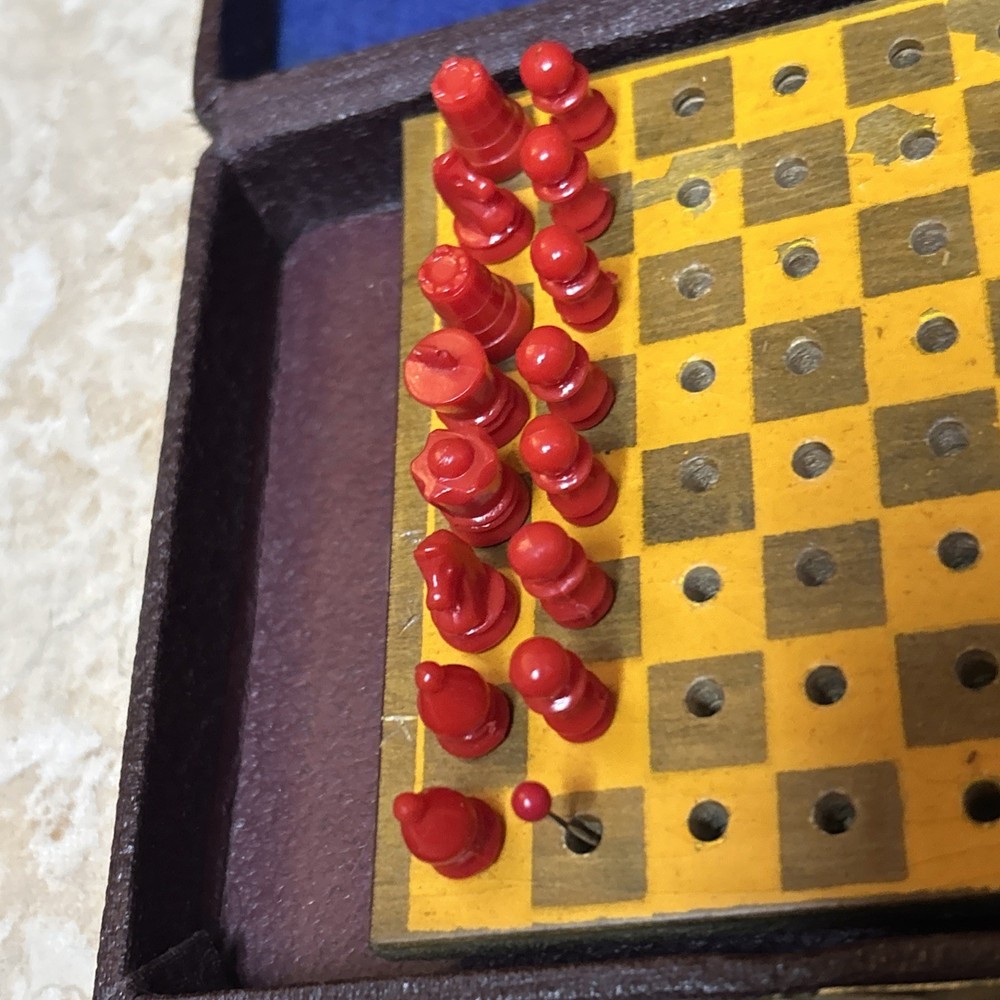 Vintage Small Travel Chess (2 Missing)