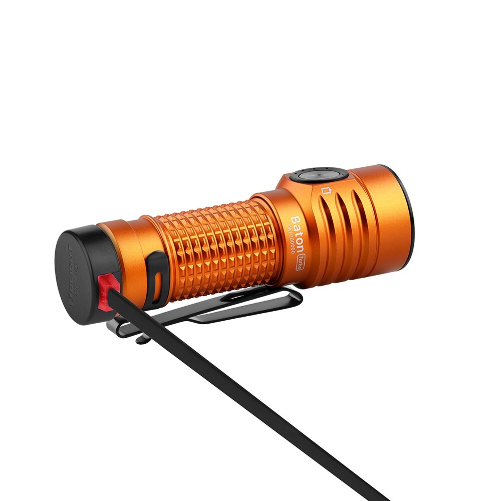 Olight Baton Turbo Orange Compact EDC Flashlight, 510m Long Range Beam, 1000 Lu