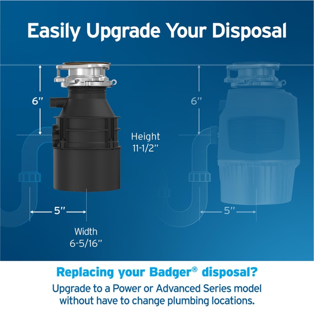 InSinkErator BADGER5 Badger 5 Garbage Disposal, 1/2 HP