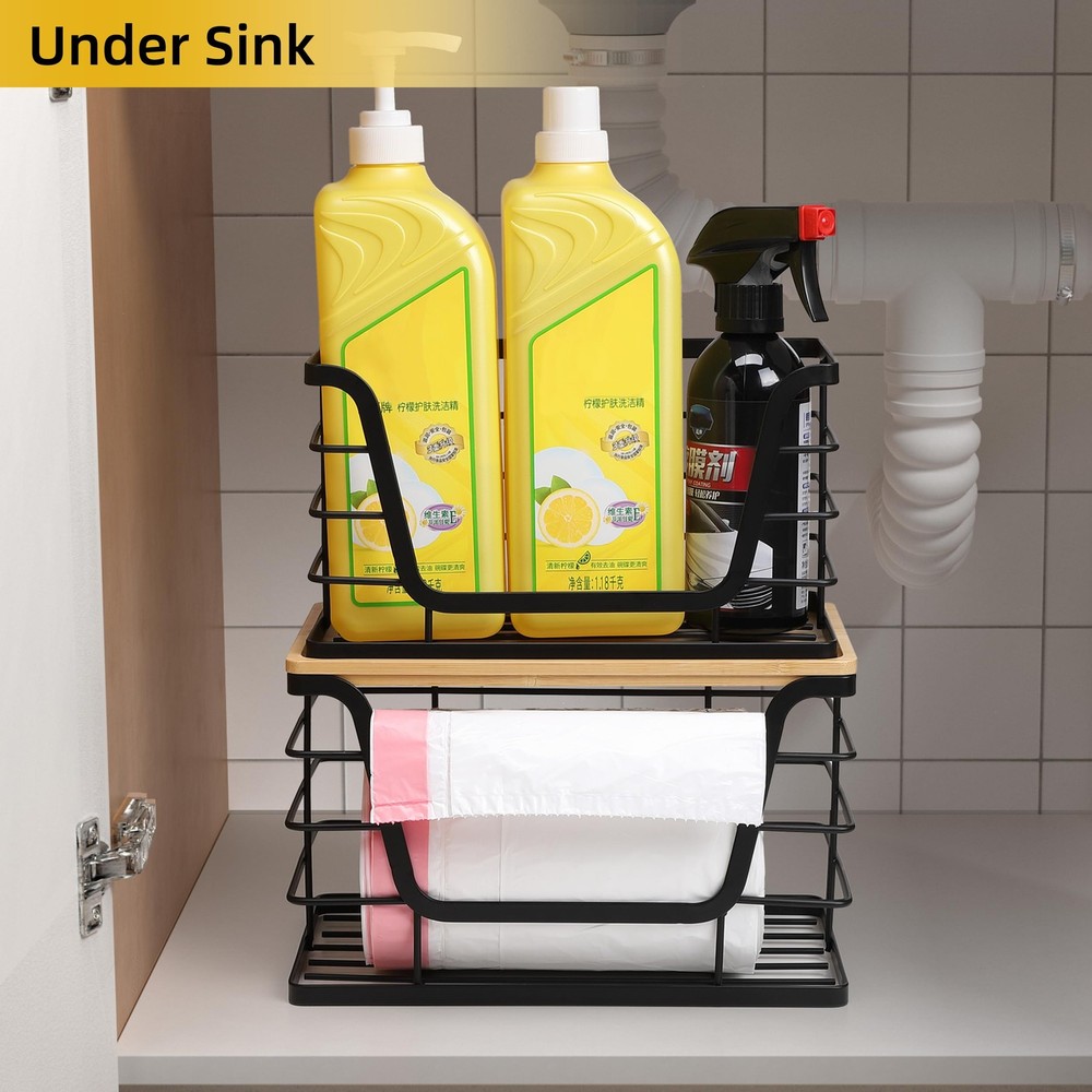 ALOCEO 2 Pack Storage Stackable 2-Pack - Medium&Small, - M&S Black