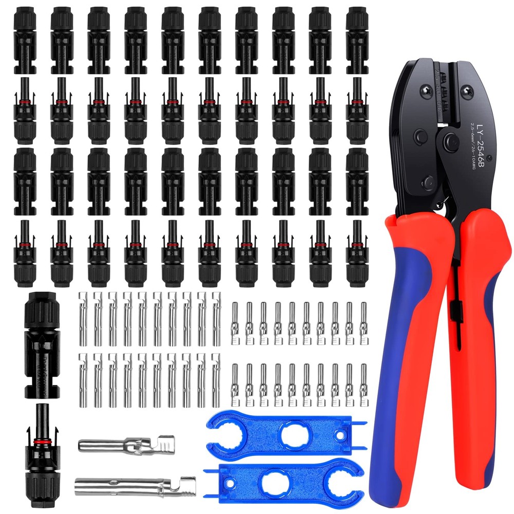 20 Pairs Solar Panel Connectors Kit with Crimper Tool - Professional Connecto...