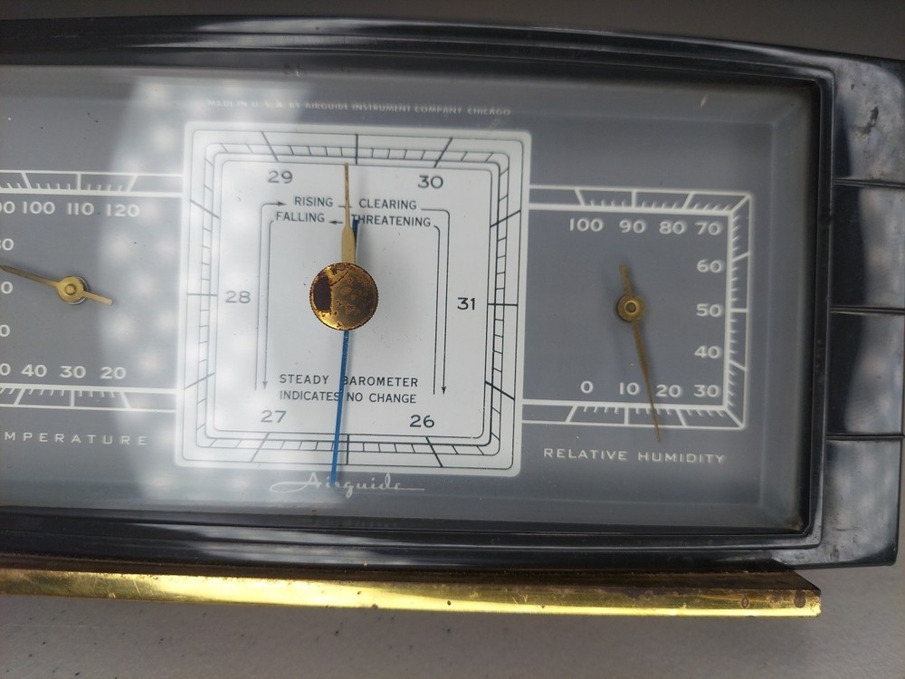 Vintage AirGuide Bakelite Temperature Relative Humidity Barometer