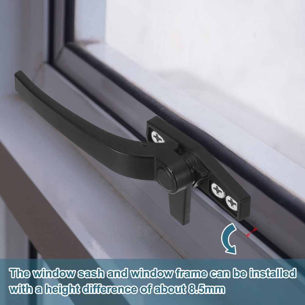 2Pcs Casement Window Locking Handle Left and Right Hand Silver Gray