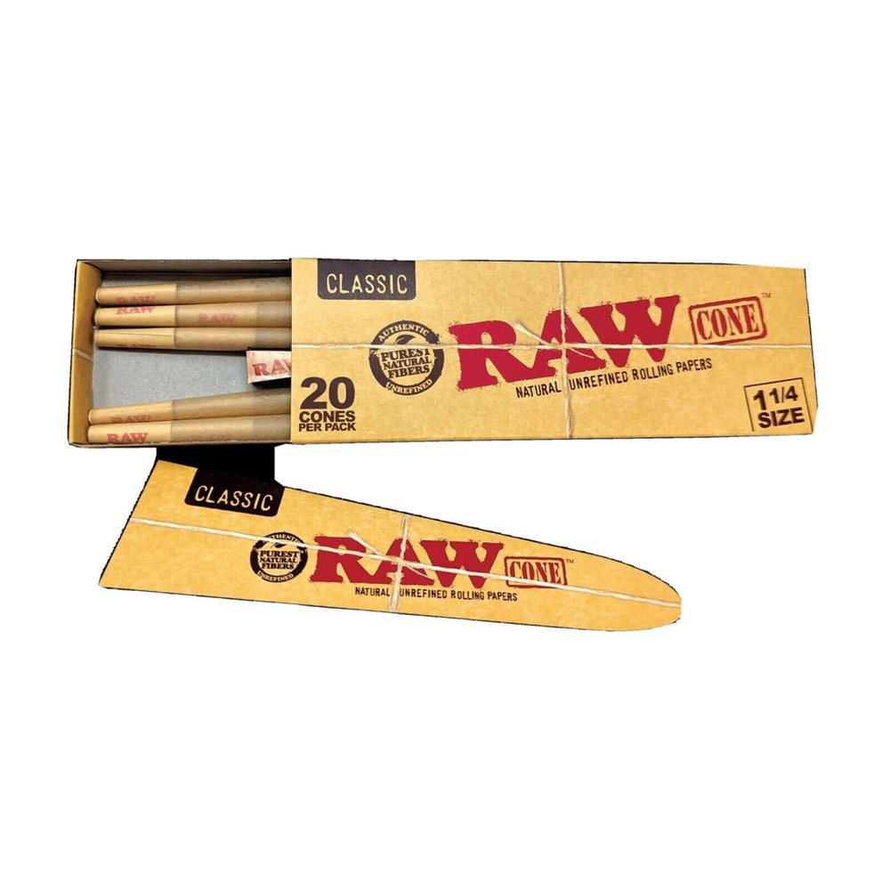 RAW Cones Classic 1 1/4 (1.25) Size - 20 Cones Per Pack