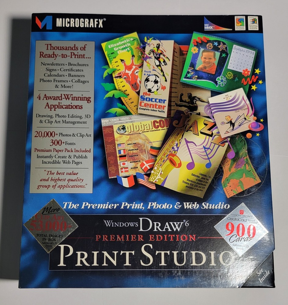 Micrografx Draw 6 Print Photo Web Studio Premier PC CD digital image editor tool