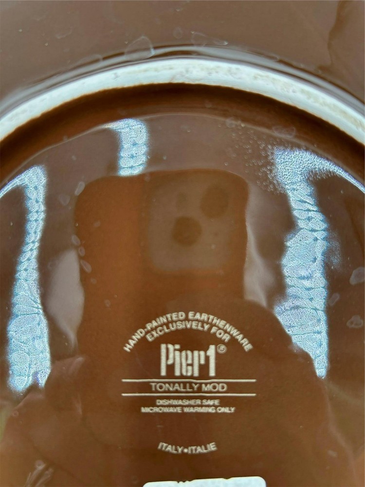 3) PIER 1 TONALLY MOD DINNER PLATES BROWN