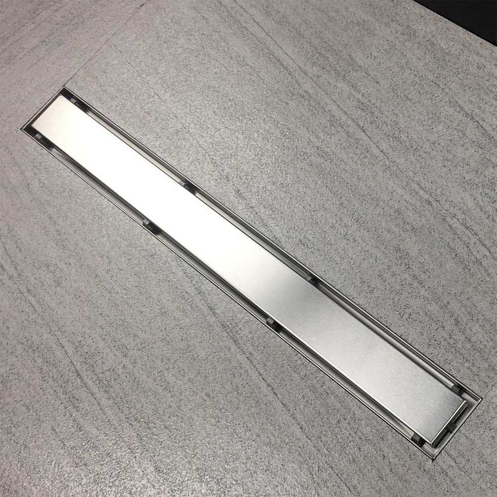 Sleek 12-Inch Linear Drain for Shower, Brushed Steel