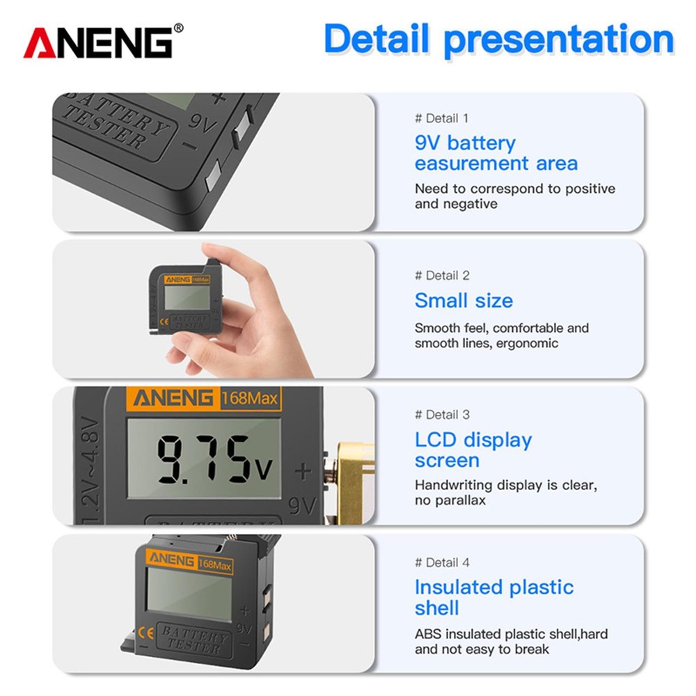 Digital Battery Tester Detector Diagnostic Volt Checker for AAA AA C Battery B