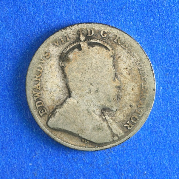 1909 Canada 10 cent coin - Normal leaf variety