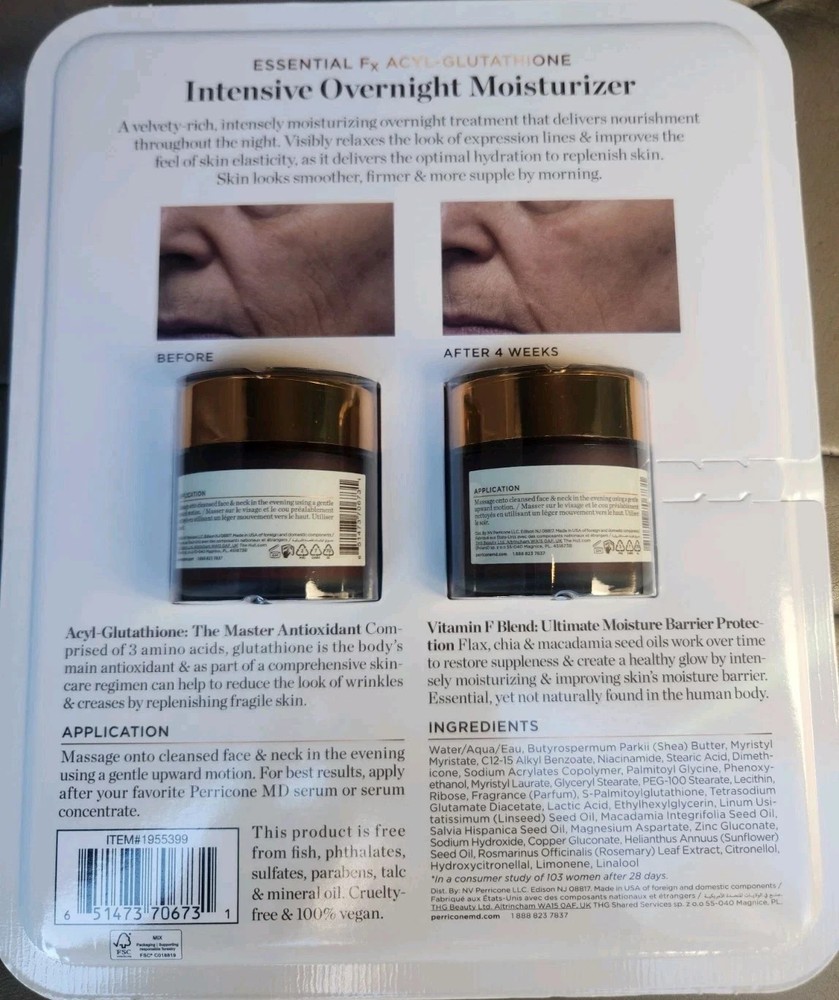 Perricone MD Essential Fx Acyl Gluta Intensive Overnight Moisturizer 2 oz 2pack