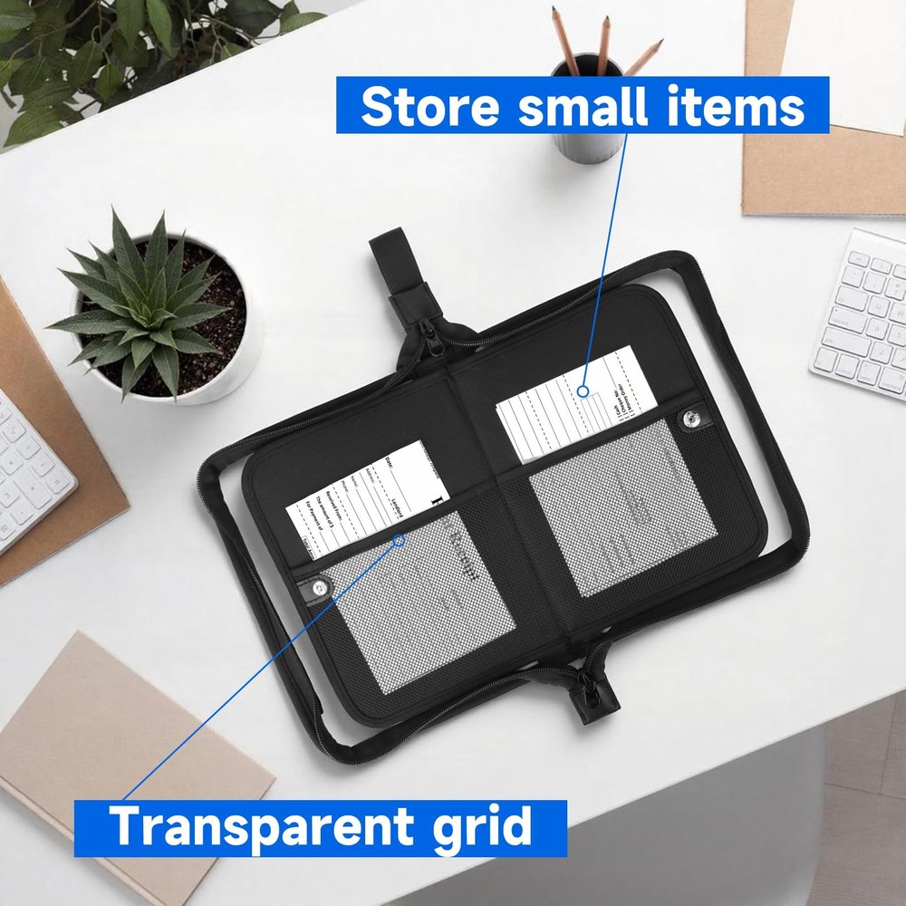 Portable Zippered Key Organizer Handle Waterproof Binder 24 Hooks Tags Manager