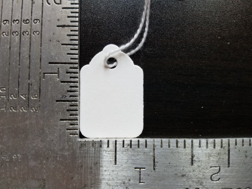 100 Blank White Merchandise Price Tags with Strings Size #3 Retail Strung Label