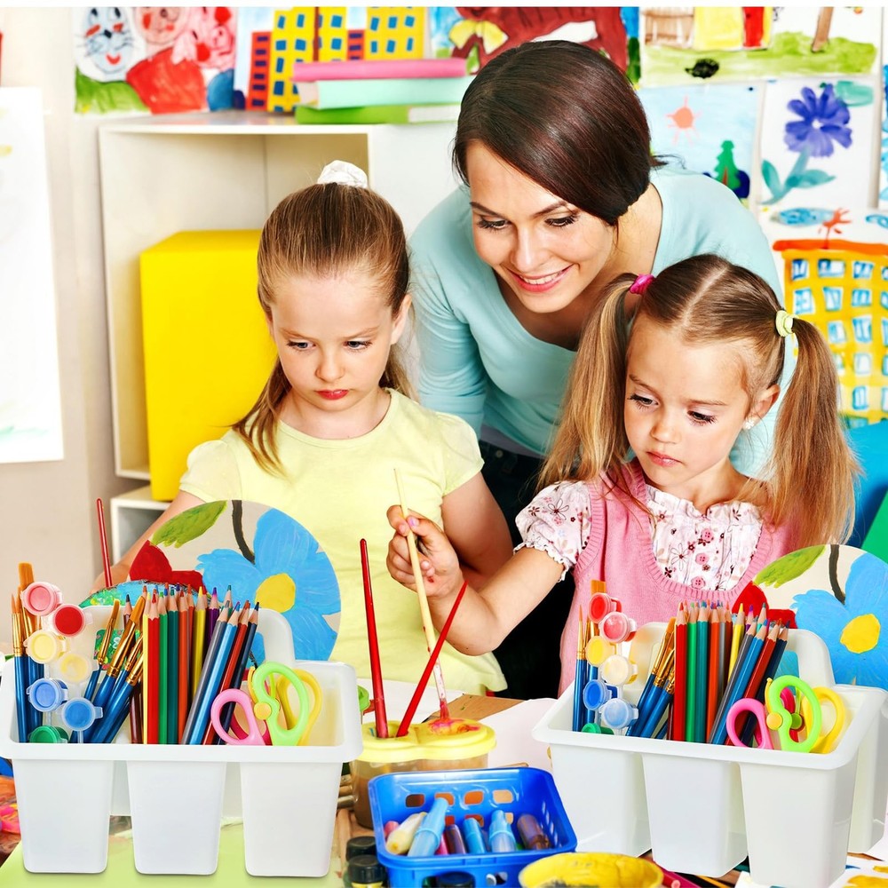 12 Pcs Classroom Storage Caddies Stackable Utility Caddies with 4 Compartment...