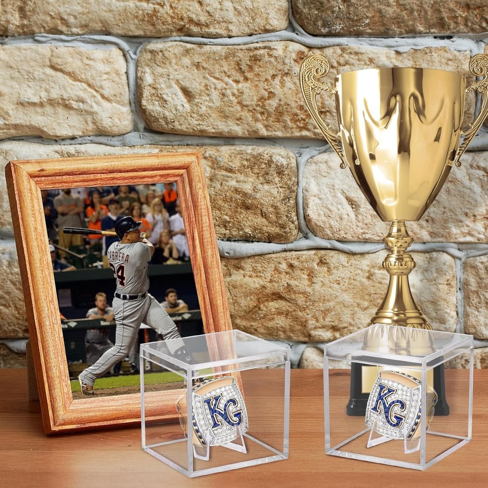 3 Pack Championship Ring Display Case Clear Acrylic Mini