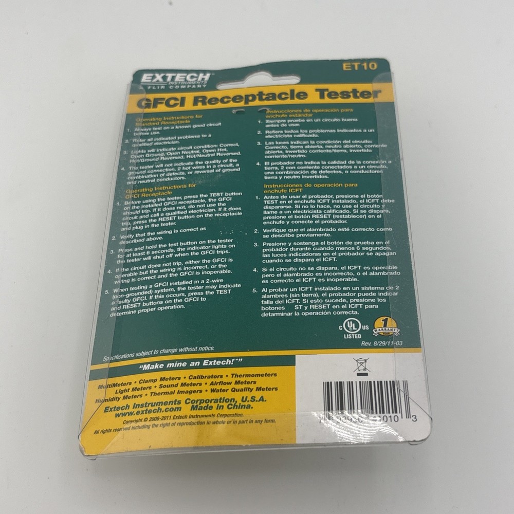 Extech Receptacle Tester with GFCI ET10