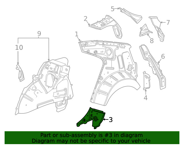 Genuine GM Driver Side Quarter Inner Panel Extension 84196566