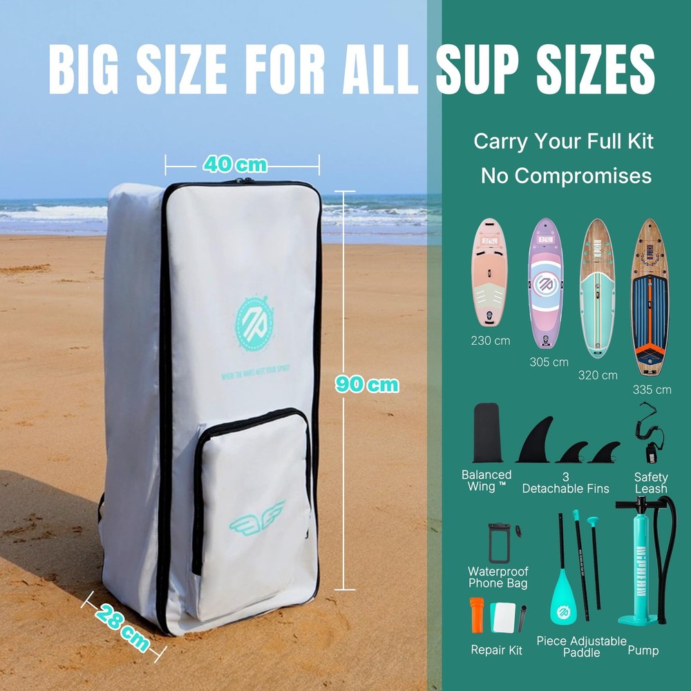 Paddle Board Backpack with Wider Shoulder Straps, 100L Extra-Large Capacity I...