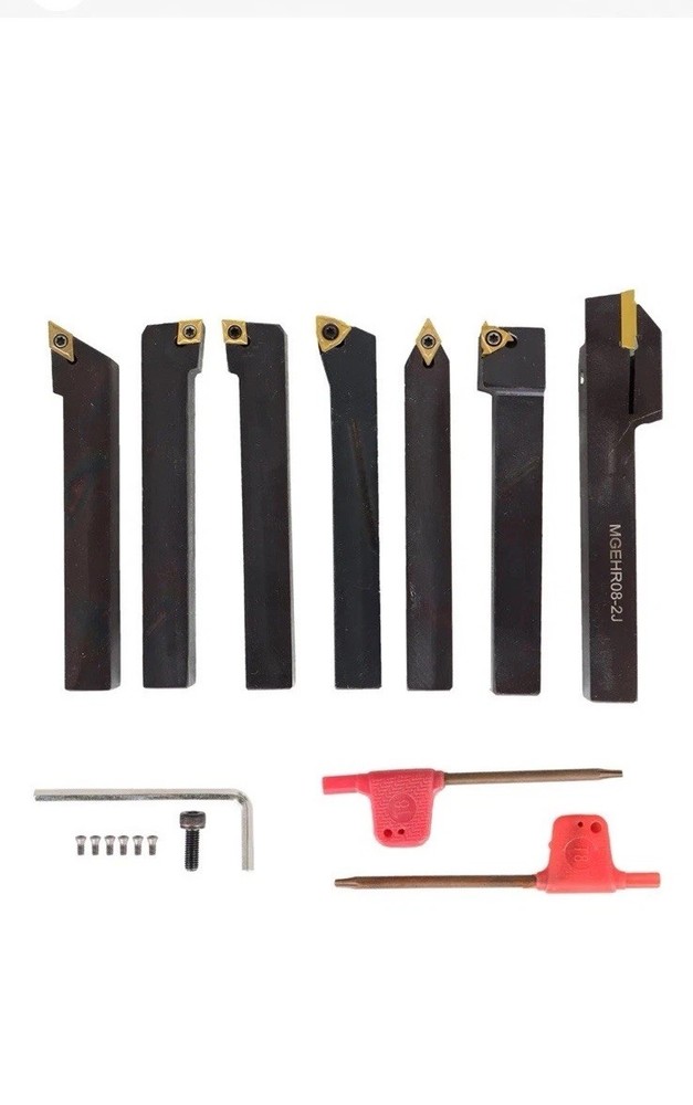 7PC Carbide Indexable Turning Tool 1/2" LatheTool Bit SetThread InsertHolder NEW