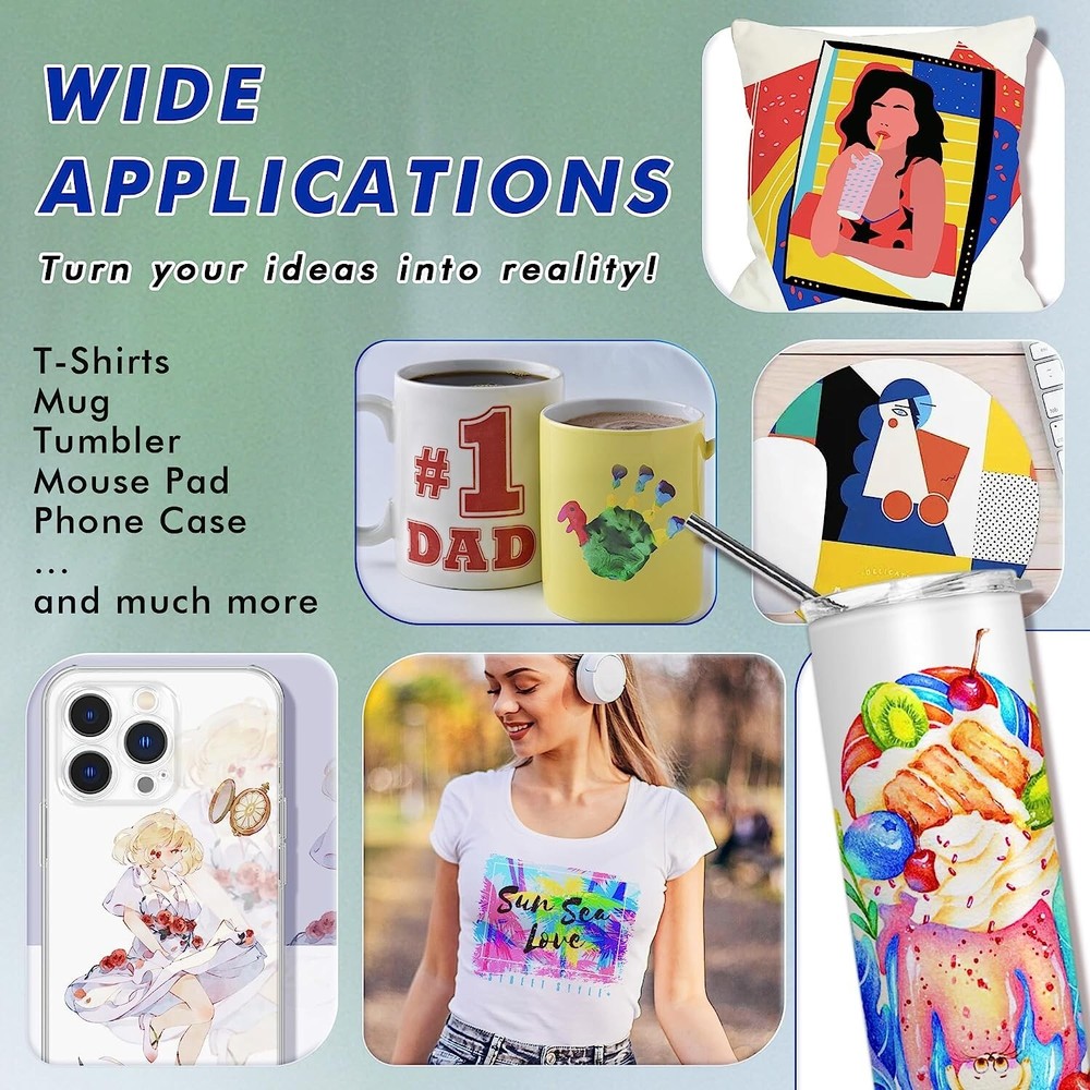 Bundle - A-SUB Sublimation Paper + Clear HTV Vinyl 12"x10FT + Sublimation Ink
