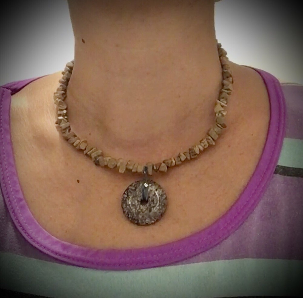 Handmade Brown Stone Beaded Wire Wrapped Necklace