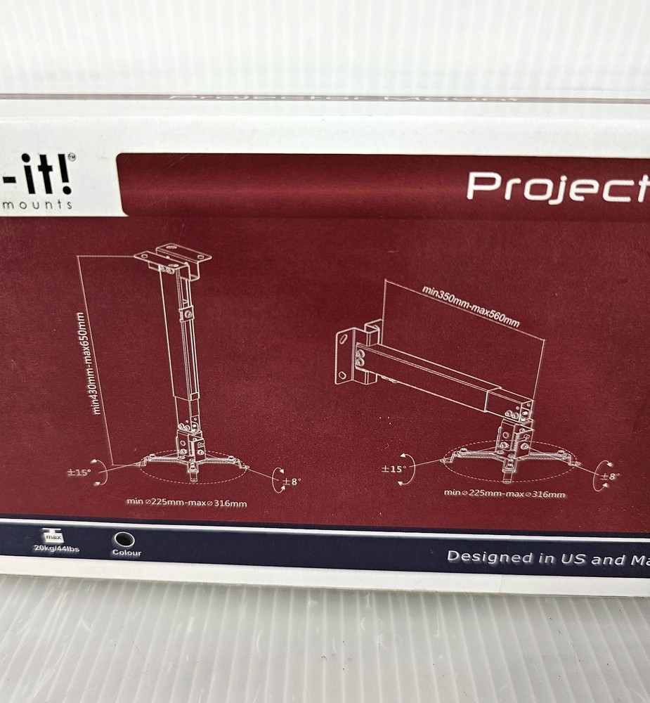 NEW Mount-it, MI-604/PRB-2G, Projector Mount Ceiling & Wall Mount 44 Lbs Max