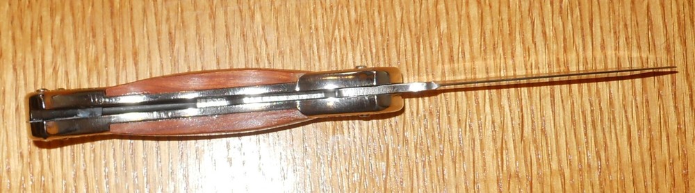 Solid Wood handle on 7 1/2" Folding Lock Back Stainless Steel Knife