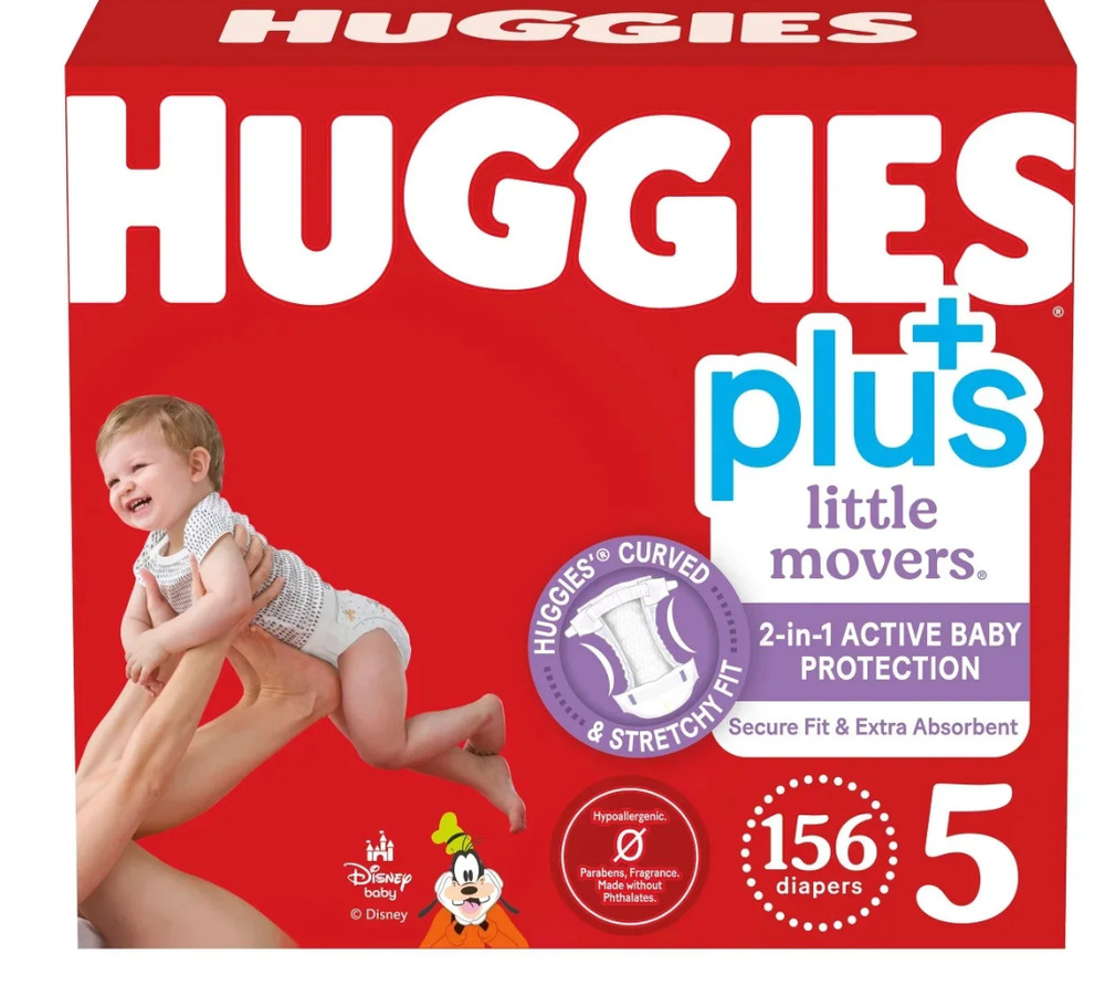 Huggies Plus Diapers Size 5 (27+ Pounds), 156 Count