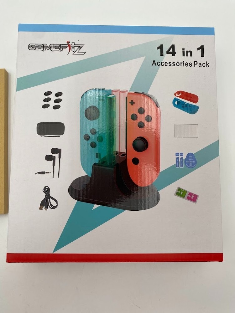 GameFitz 14-in-1 Accessories Pack Nintendo Switch and Glass Screen Protector