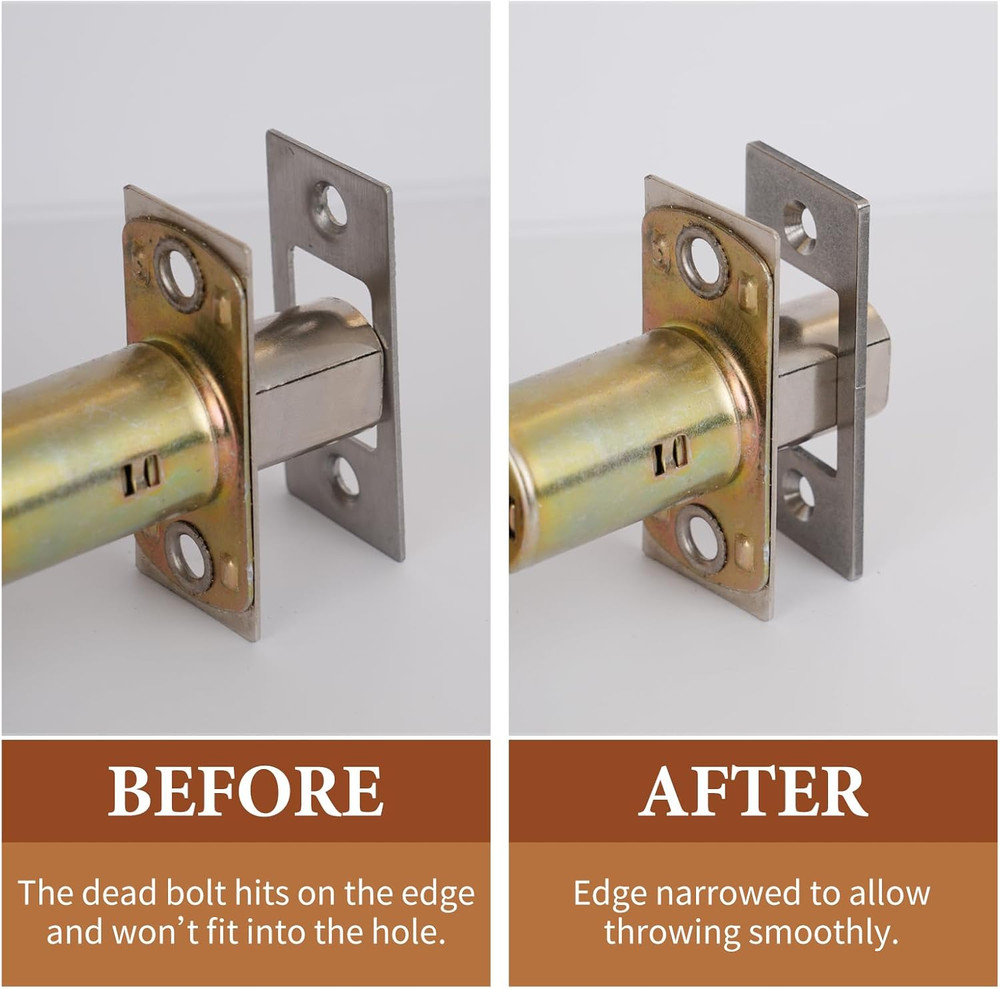 Deadbolt Restorer Strike Plate, Fix Dead Bolt Misalignment/Sticking/Jamming, Lar