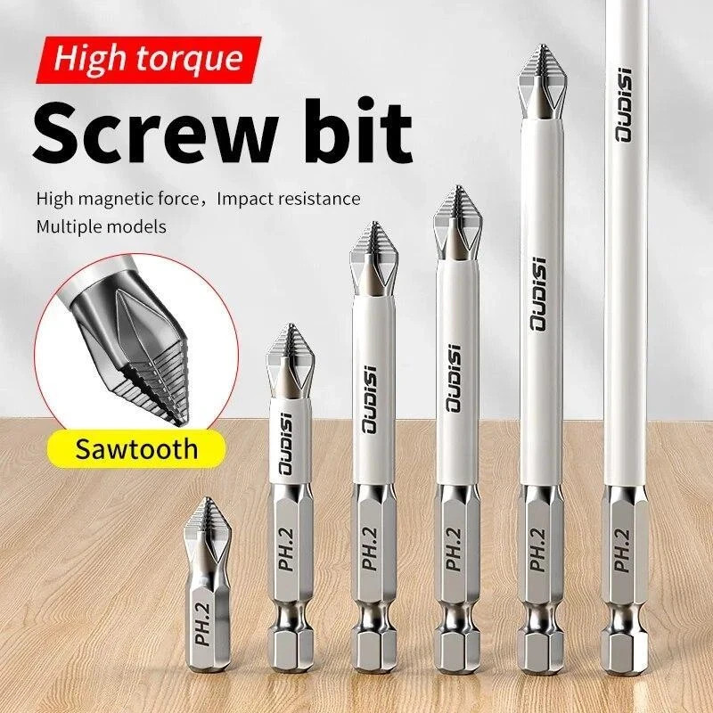 6-Piece Magnetic Non-Slip Cross Head Drill Bit Set