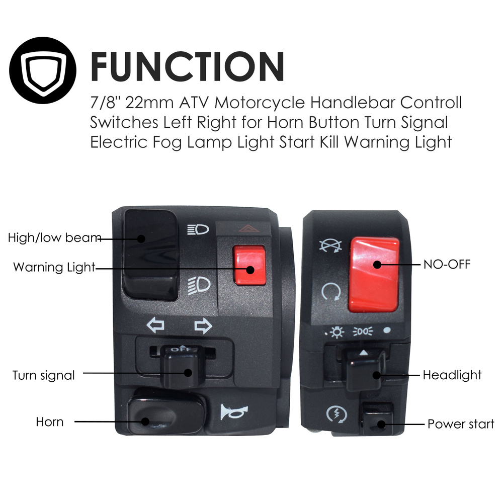 7/8" Motorcycle Handlebar Horn Button Turn Signal Fog Light Controller Switch