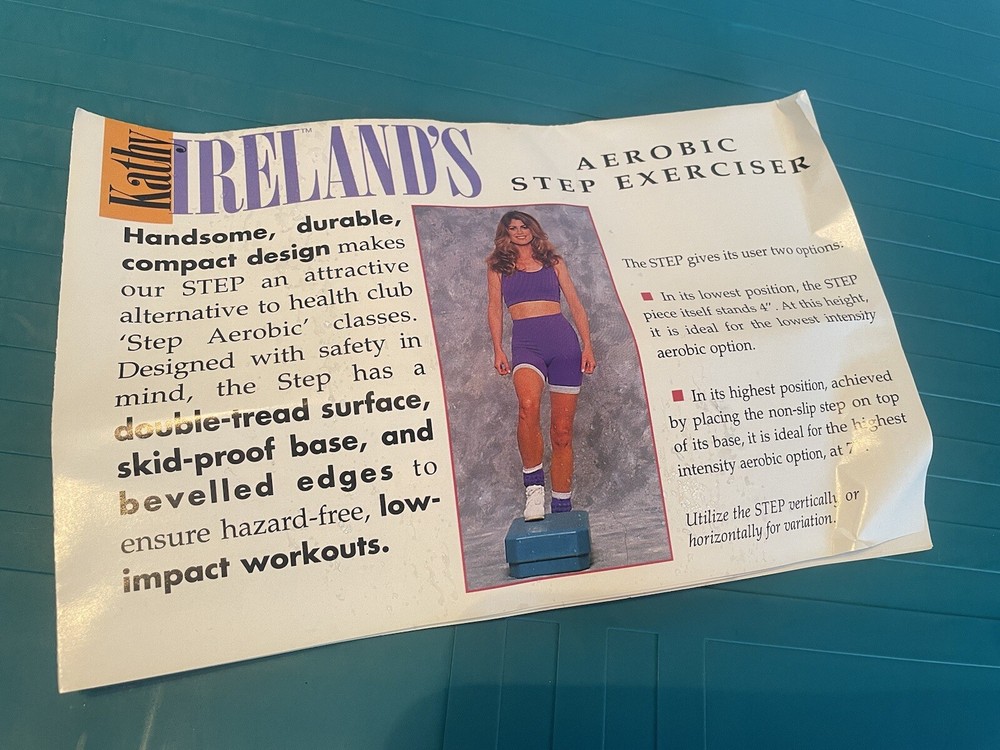 Kathy Ireland Aerobic Step Exerciser 2 Level Adjustable Board Step Fun 27” Long